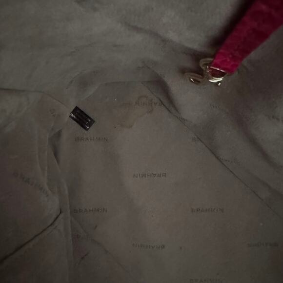 Brahmin Hot Pink Medium Asher Zip Top Tote Bag Embossed Leather Purse - Picture 10 of 16